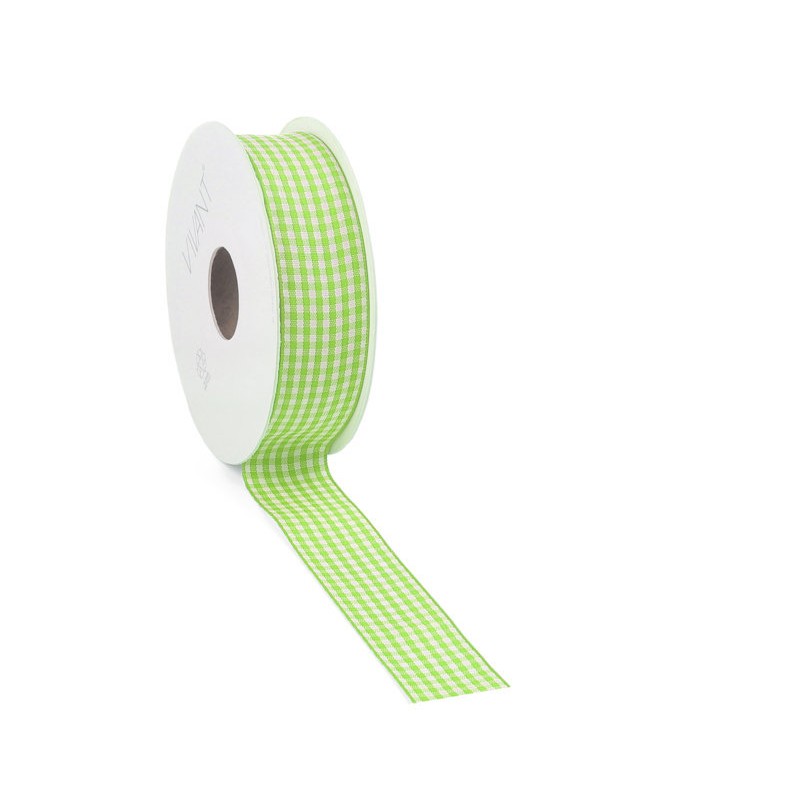 Small Check Ribbon 20mt X 25mm 2159 62 Spring Green