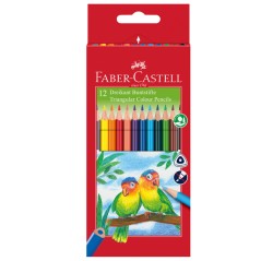 Astuccio 12 Pastelli Colorati Triangolari Eco + Temperino Faber Castell