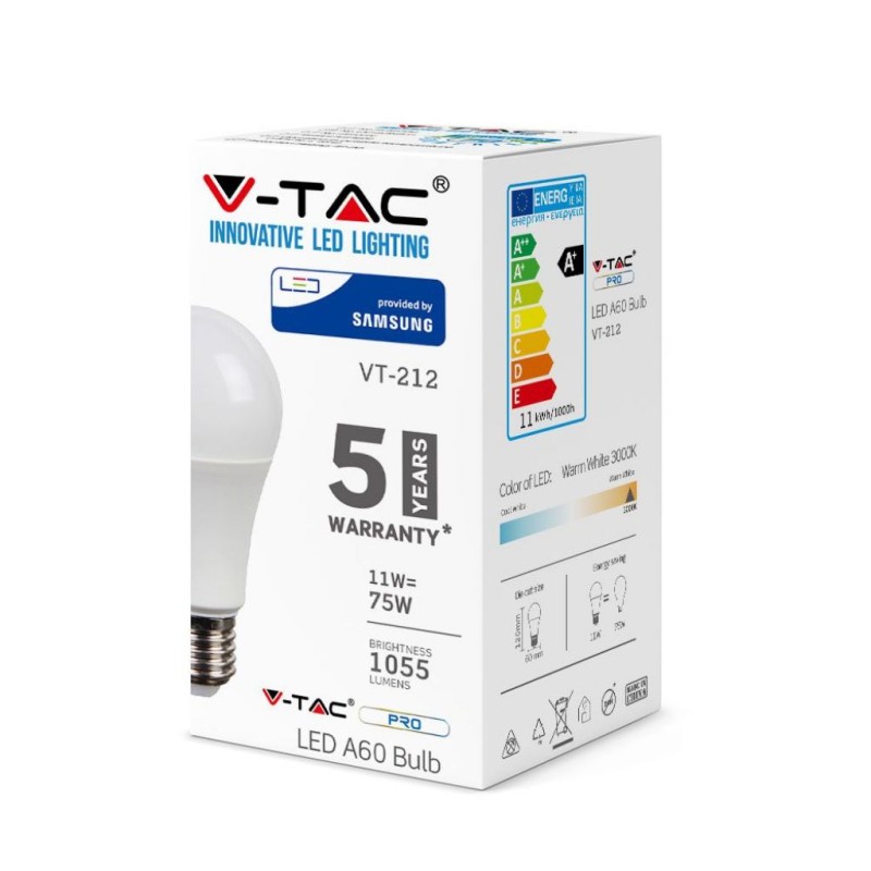 Lampada Led V-tac Goccia E27 11w 3000k  Samsung Sku-231