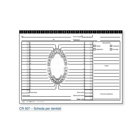 Scheda Per Dentisti 17x24 100pz