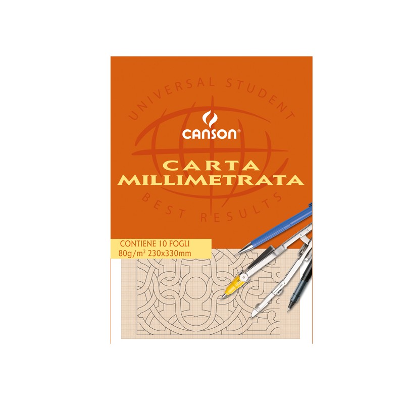 Blocco Carta Opaca Millimetrata 230x330mm 10fg 80gr Canson