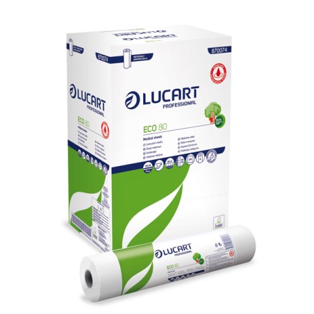 Lenzuolino Medico In Rotolo 59cm X 80mt Bianco Eco 80 Lucart