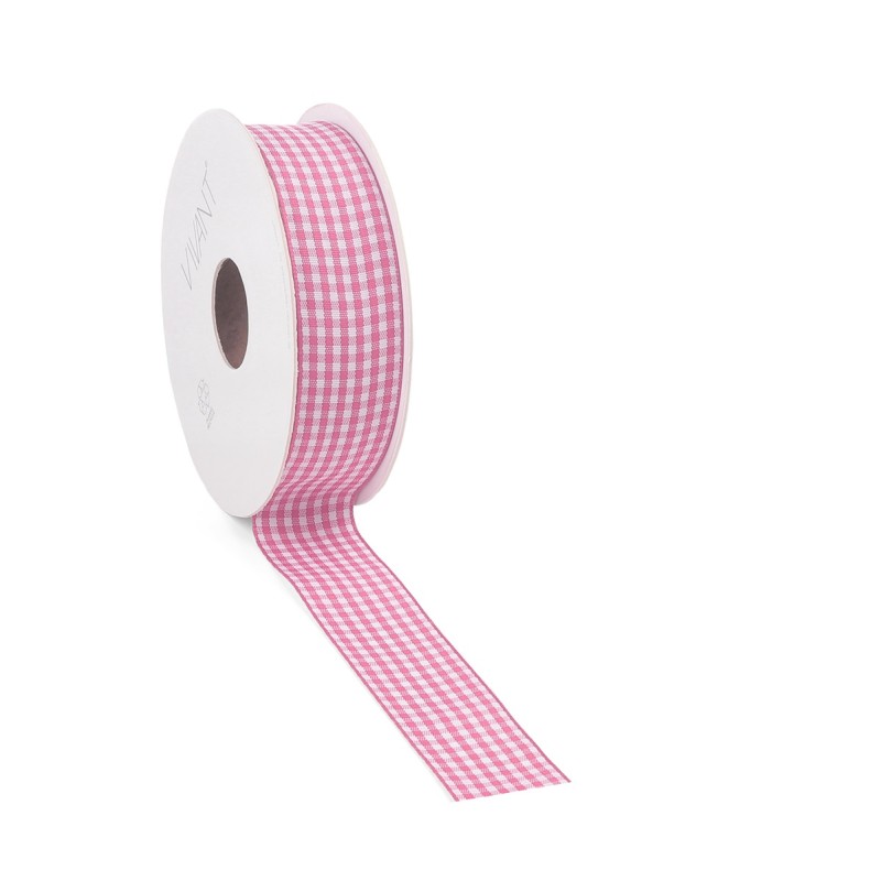 Small Check Ribbon 20mt X 25mm 2159 10 Rose