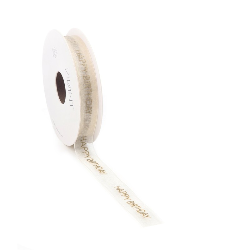 Happy Birthday Ribbon 15mtx15mm 2148 Col.70 Ivory