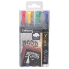 Blister 4 Marcatori A Gesso Liquido Waterproof 4 Colori 2-6mm Securit