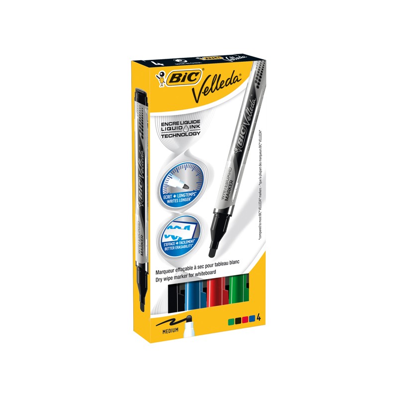 Astuccio 4 Marcatori P.tonda Whiteboard Velleda  Liquid Ink Pocket Bic