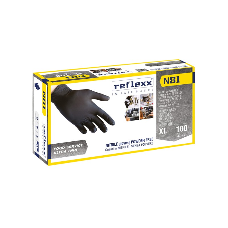 Conf 100 Guanti In Nitrile N81 Taglia Xl Neri Reflexx