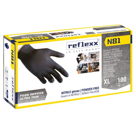 Conf 100 Guanti In Nitrile N81 Taglia Xl Neri Reflexx