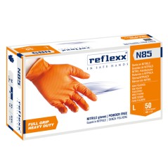 Guanti In Nitrile N85 Ultra Resistenti Tg L Arancione Reflexx - Conf.50pz