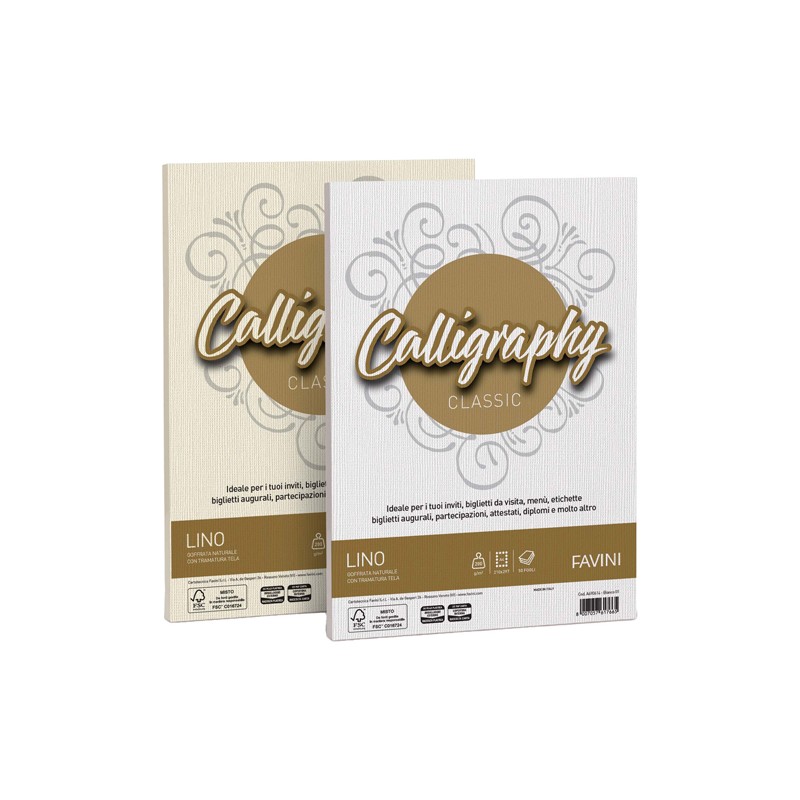 Carta Calligraphy Lino 200gr A4 50fg Avorio 02 A69q614