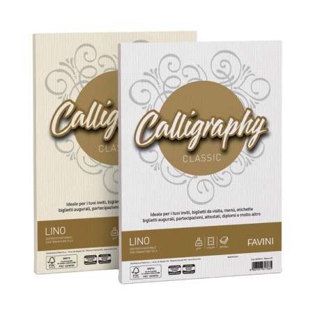 Carta Calligraphy Lino 200gr A4 50fg Avorio 02 A69q614