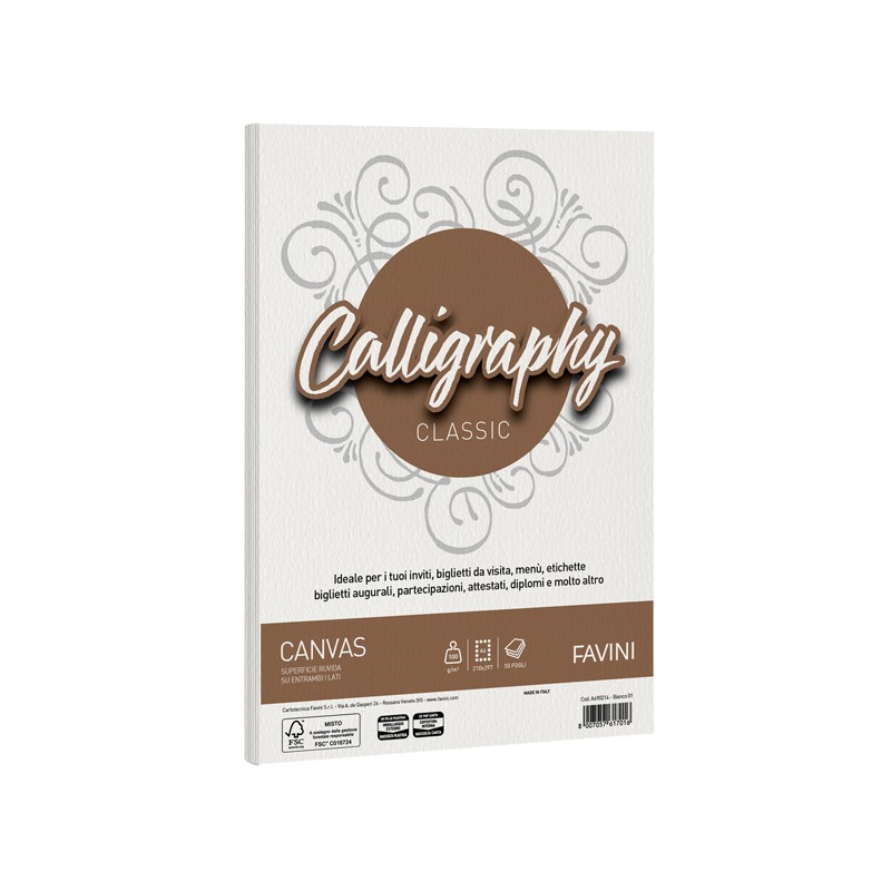 Carta Calligraphy Canvas 100gr A4 50fg Bianco