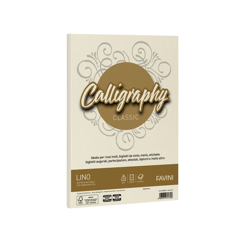 Carta Calligraphy Lino Avorio A4 120gr 50fg A69q514