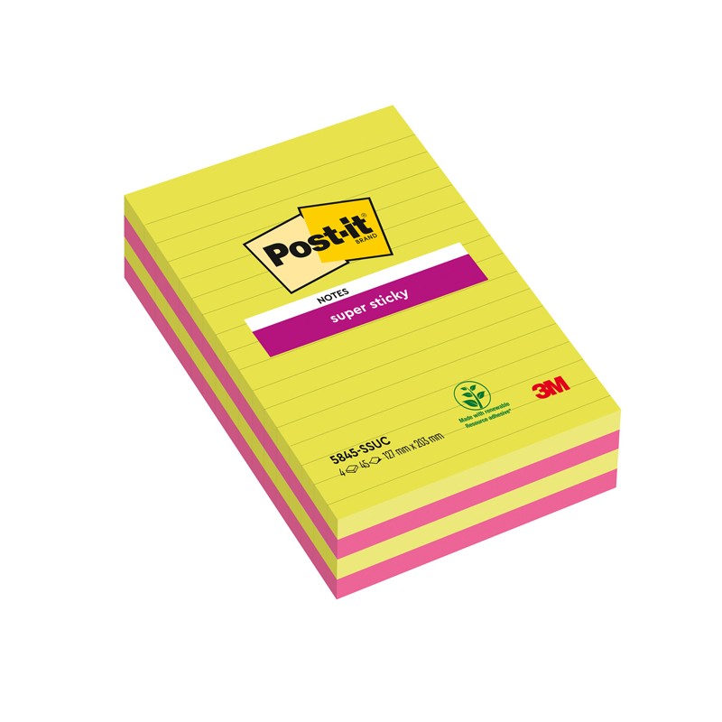 Blocco Post-it Ultracolor 4x45fg A Righe125x200