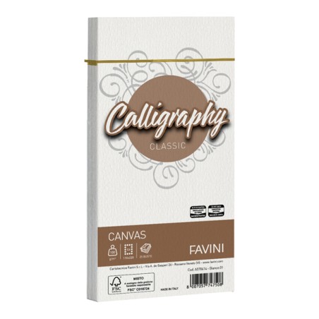 25 Buste Calligraphy Canvas 11x22cm 100gr 01 Bianco