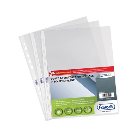 50 Buste Forate 22x30 1725/10 Linear Liscia Ppl Favorit