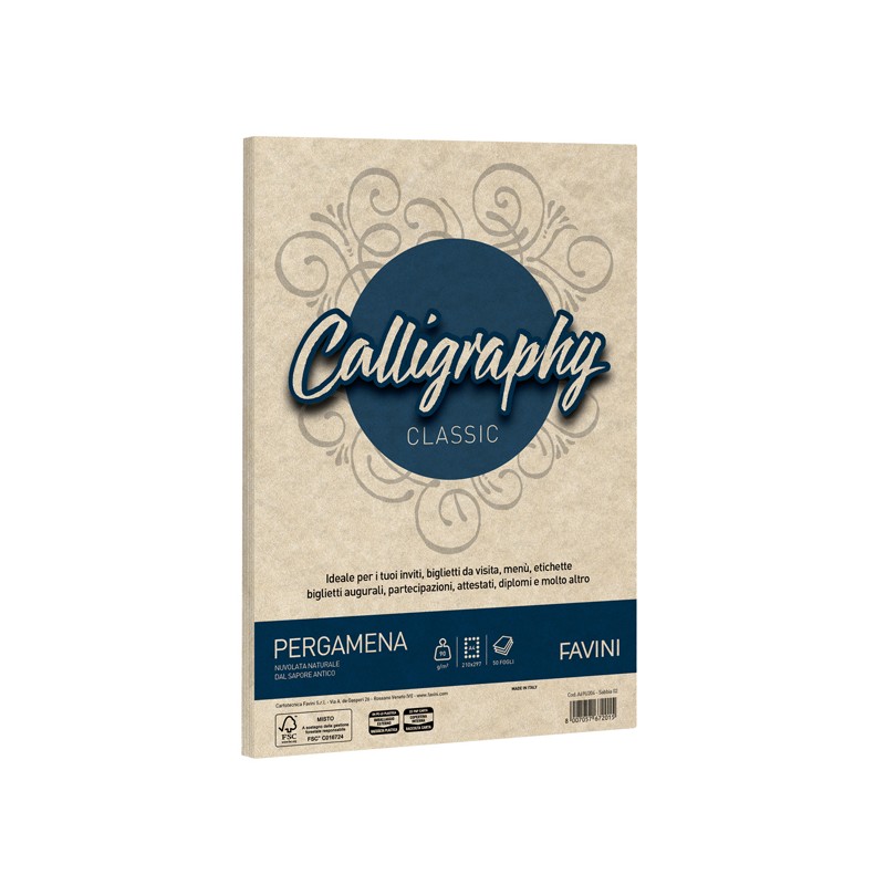 Carta Calligraphy Pergamena A4 90 Gr. Sabbia 02 - Favini 50fg A69u204