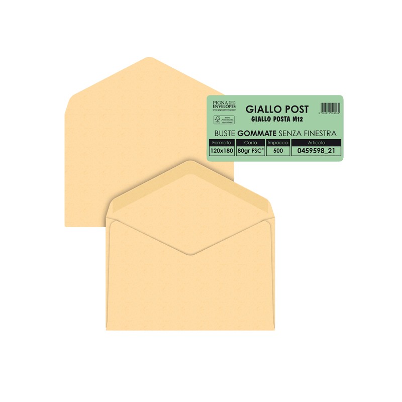 500 Buste Gialle 120x180mm 80gr Posta Pigna