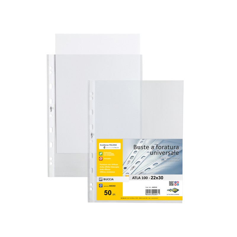 50 Buste Forate 22x30-100 B.a. Medium Atla Sei Rota
