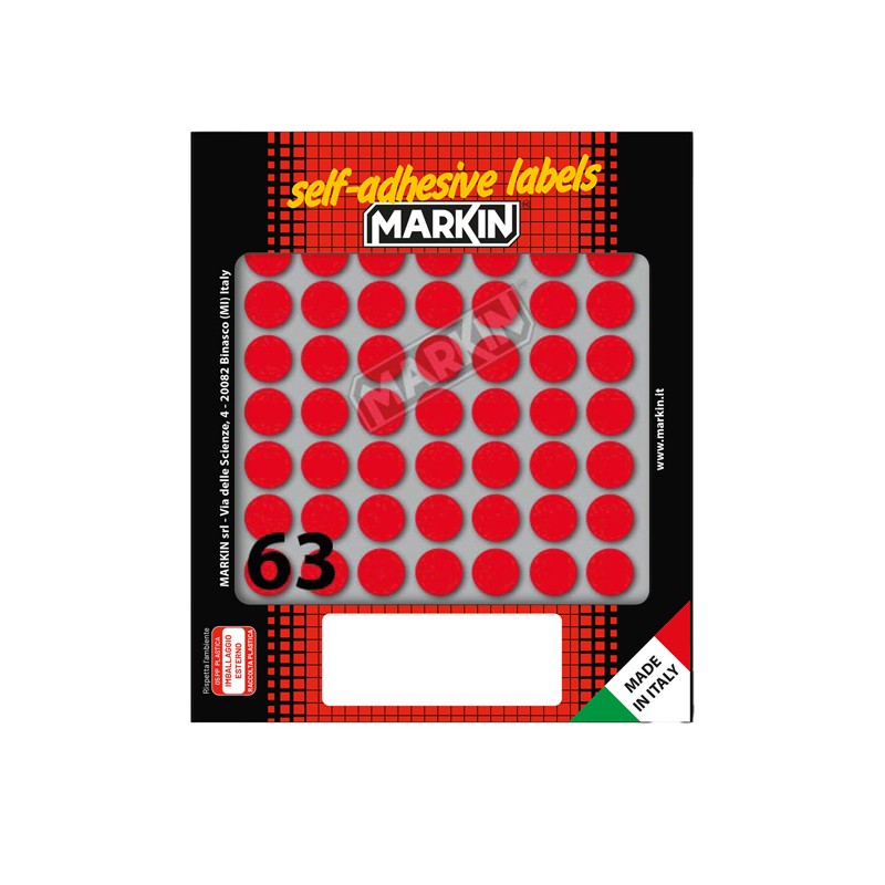 Etichetta Tonda 14 Rosso (10Fgx63Et/Fg) Adesiva