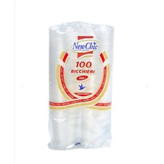 Bicchieri 100pz New Chic Trasparenti In Pet 200cc Cod.781