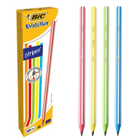 Scatola 12 Matite Evolution Stripes Bic