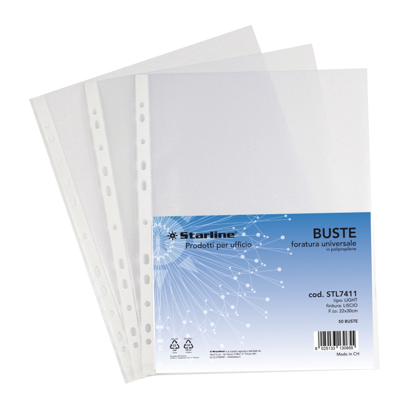 50 Buste Forate 22X30 Liscio Light Starline Stl7411