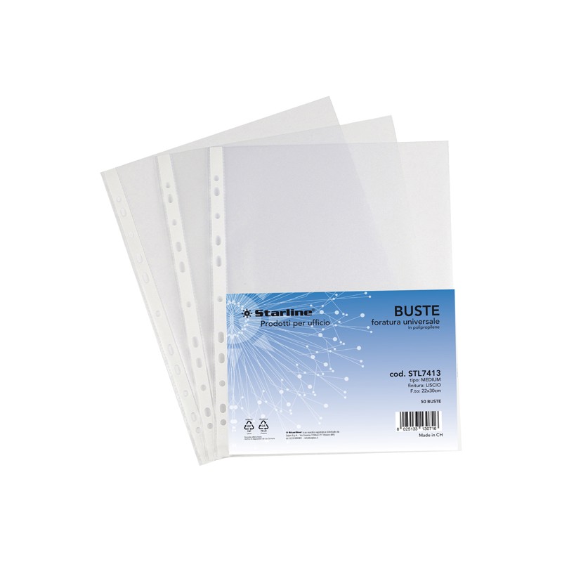 50 Buste Forate 22x30 Liscio Medium Starline Stl7413