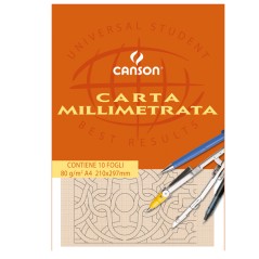 Blocco Carta Opaca Millimetrata 210x297mm 10fg 80gr Canson