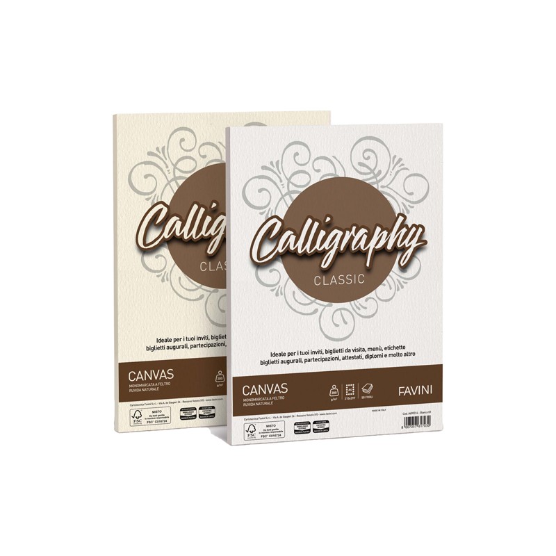 Carta Calligraphy Canvas 200gr A4 50fg Bianco 01 A690314