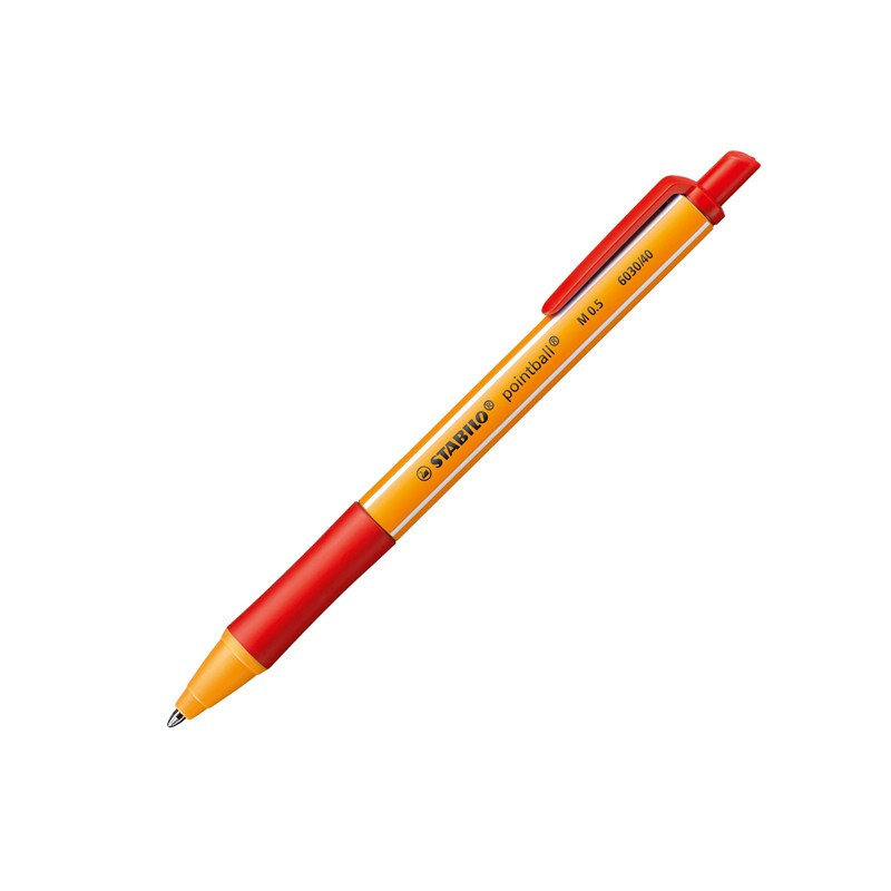 Penna A Sfera A Scatto Pointball® Green Stabilo 0,5mm Rosso