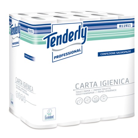 Pacco 30 Rotoli Carta Igienica 160 Strappi Salvaspazio Tenderly