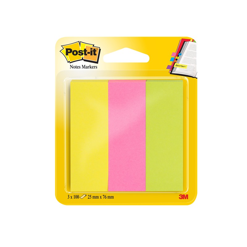 Segnapagina Post-it  671-3 (300fg) 3colori Index 25x76mm In Carta