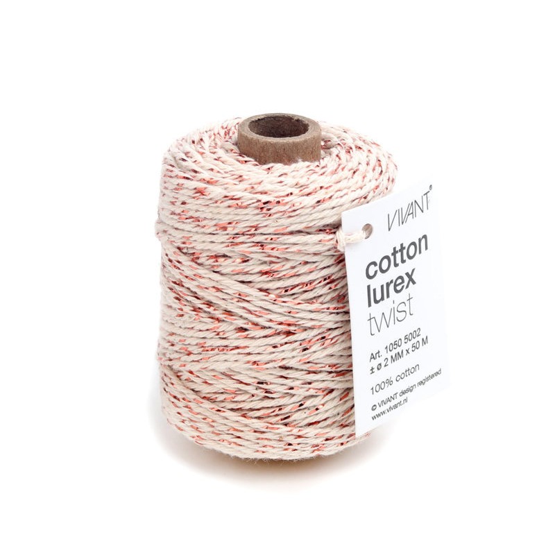 Cotton Lurex 1050 Cord 50m/Ø2mm 29 Red/rose Gold