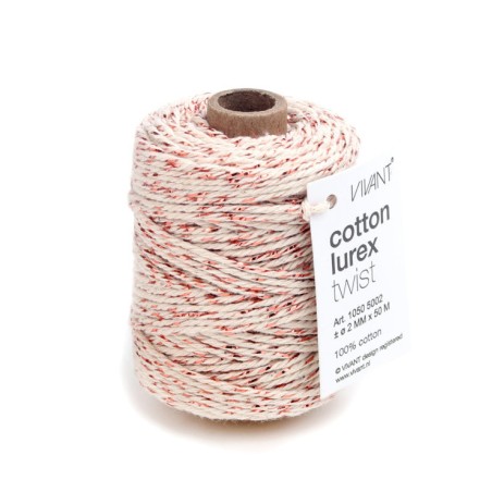 Cotton Lurex 1050 Cord 50m/Ø2mm 29 Red/rose Gold